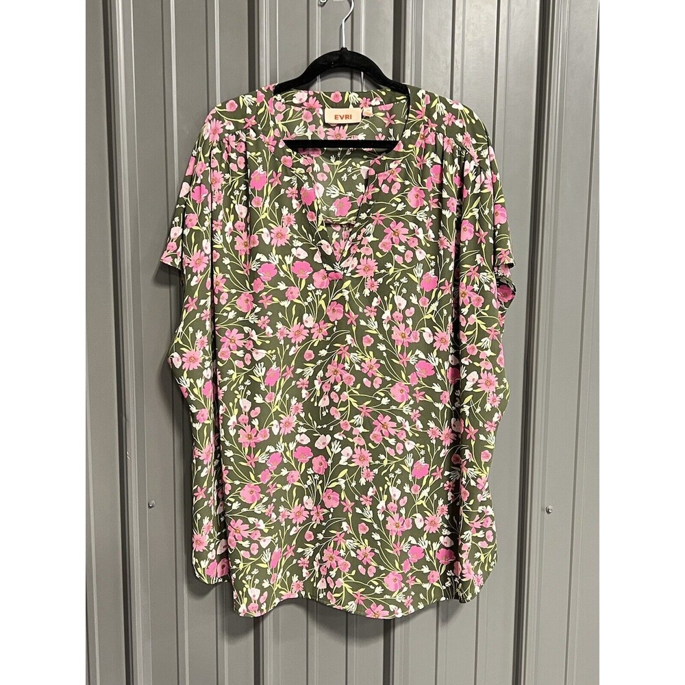 Evri  Blouse Women's Size 4X Kimono‎ Sleeve Floral Print CottageCore BohoChic